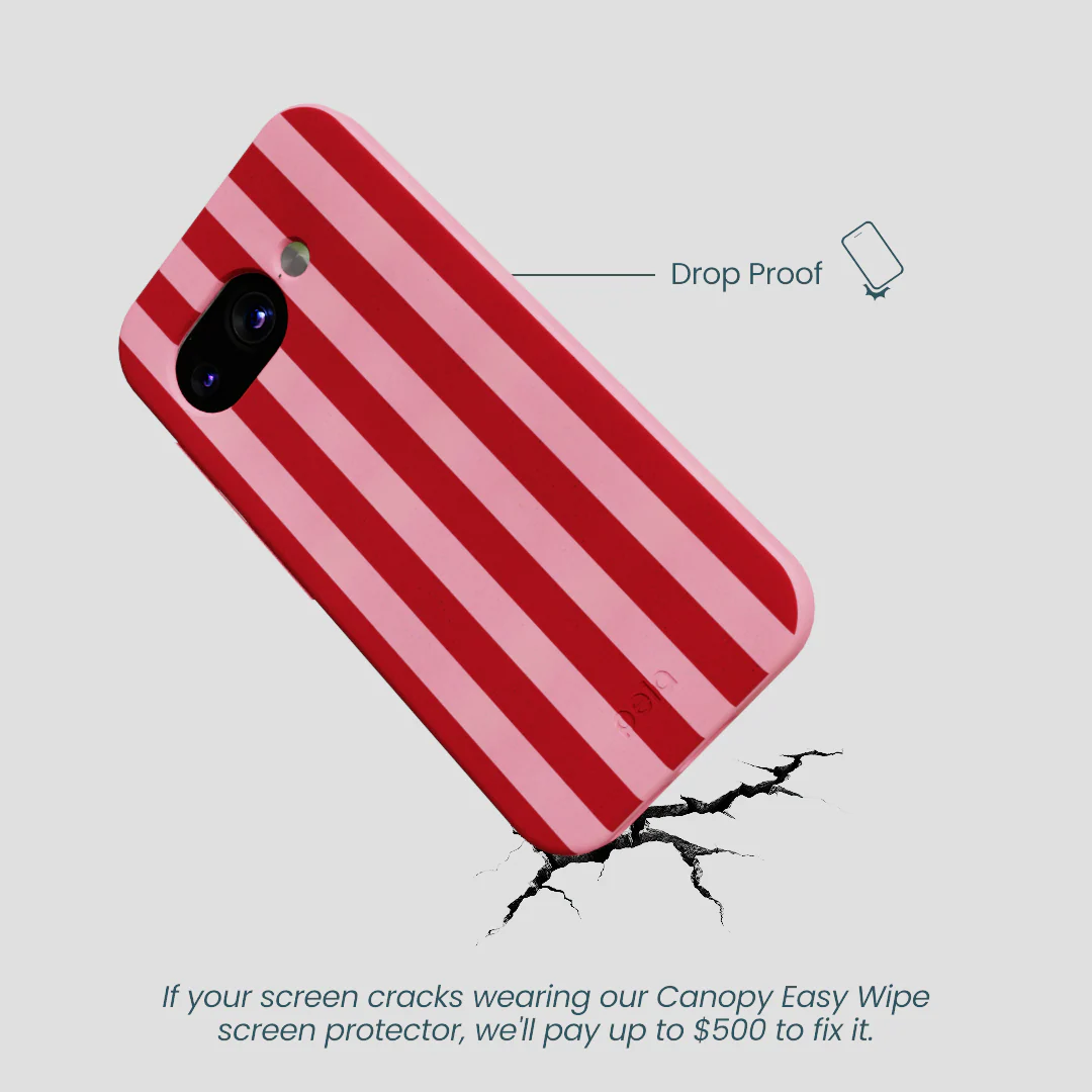 Bubblegum Pink Cherry Stripes Google Pixel 9a Case - Image 4