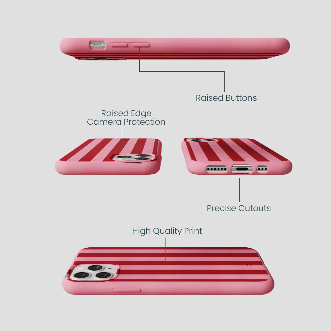 Bubblegum Pink Cherry Stripes iPhone 11 Pro Case - Image 3