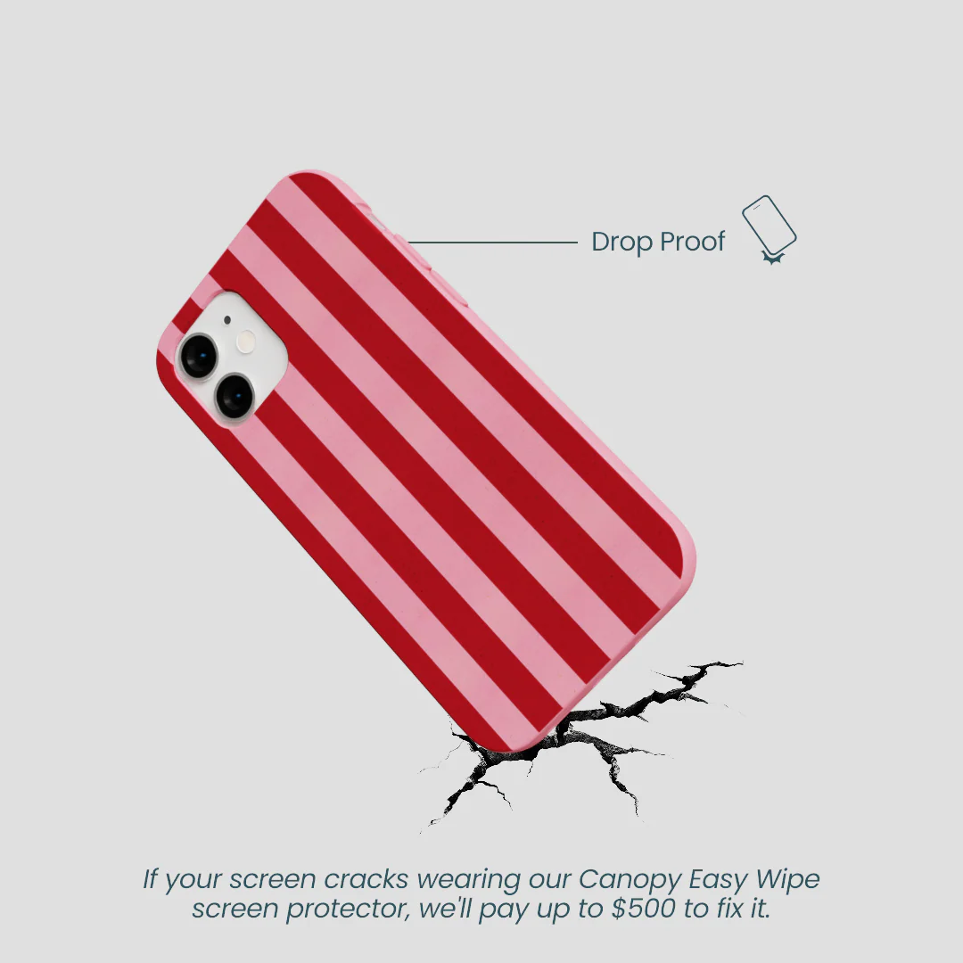 Bubblegum Pink Cherry Stripes iPhone 12 Mini Case - Image 5