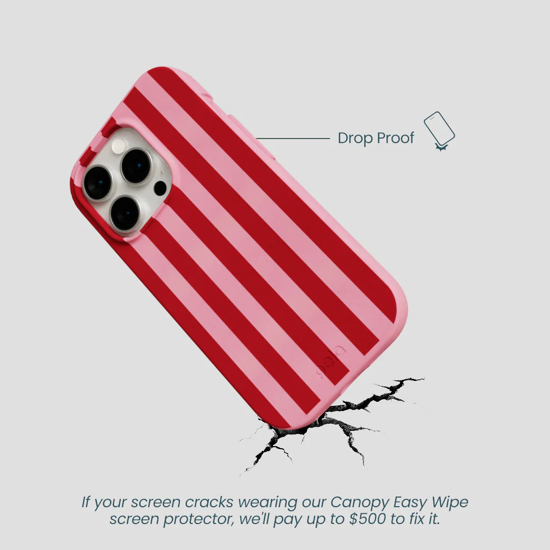 Bubblegum Pink Cherry Stripes iPhone 14 Pro Case - Image 5