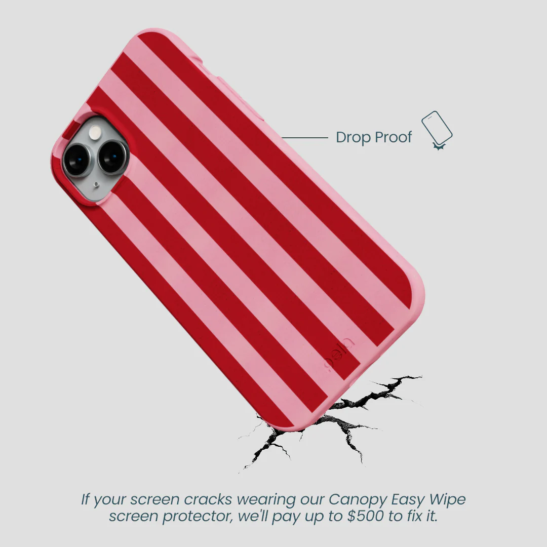 Bubblegum Pink Cherry Stripes iPhone 15 Plus Case - Image 5