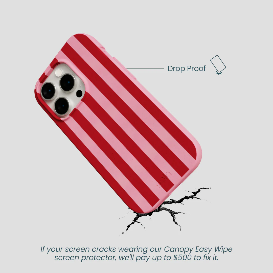 Bubblegum Pink Cherry Stripes iPhone 15 Pro Case - Image 5