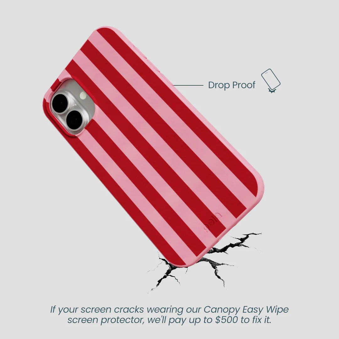 Bubblegum Pink Cherry Stripes iPhone 16 Plus Case - Image 5