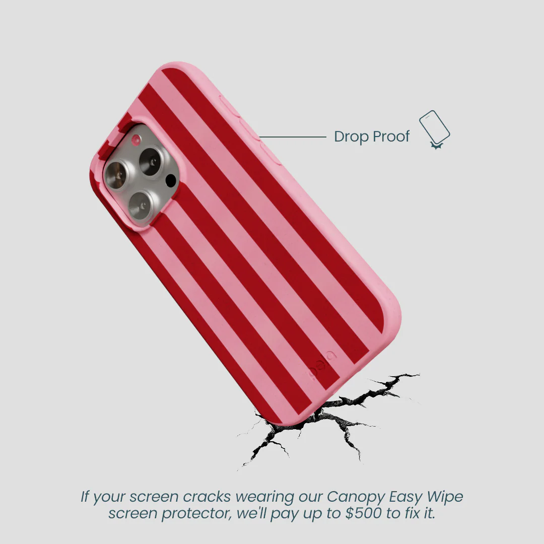 Bubblegum Pink Cherry Stripes iPhone 16 Pro Case - Image 5