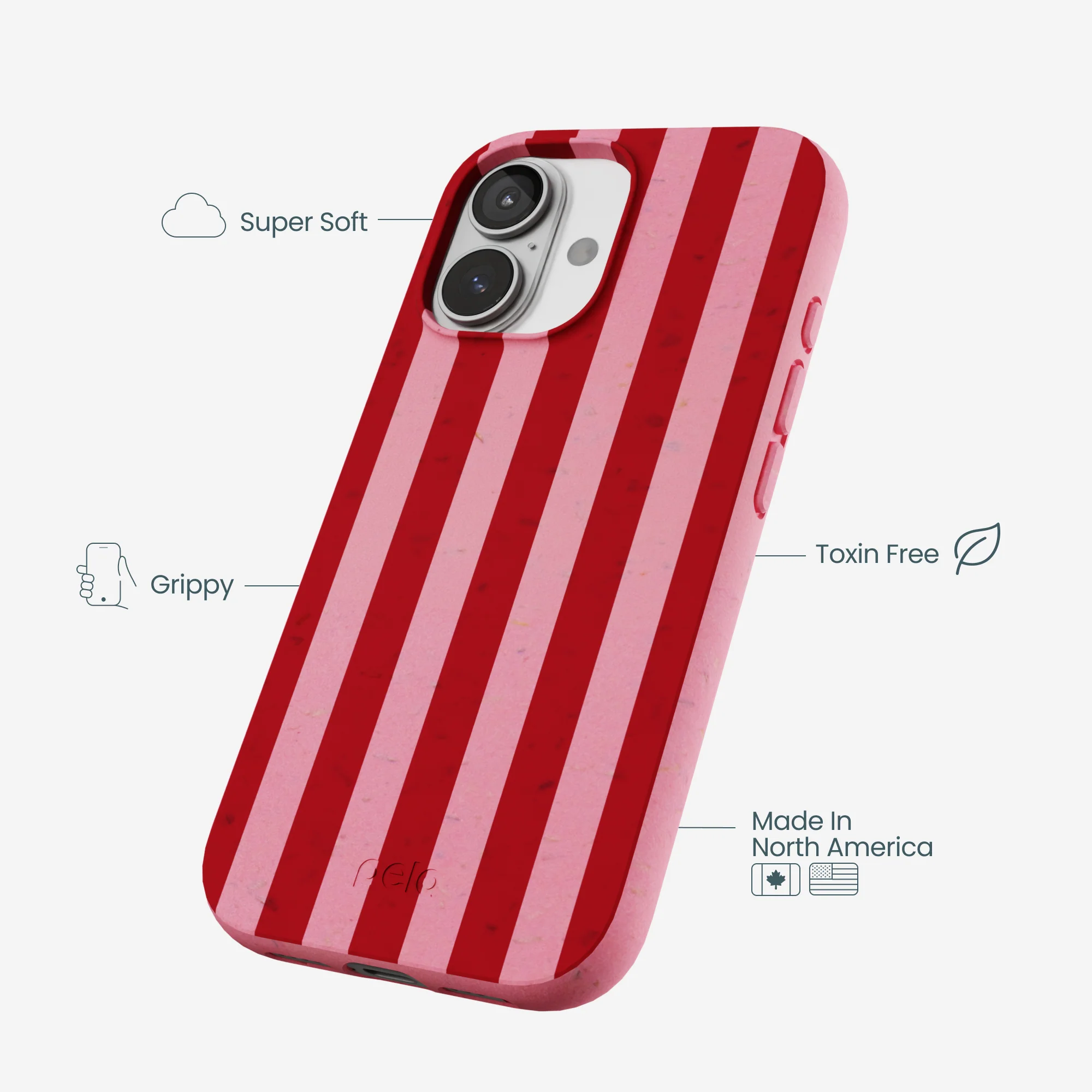 Bubblegum Pink Cherry Stripes iPhone 17 Case - Image 4