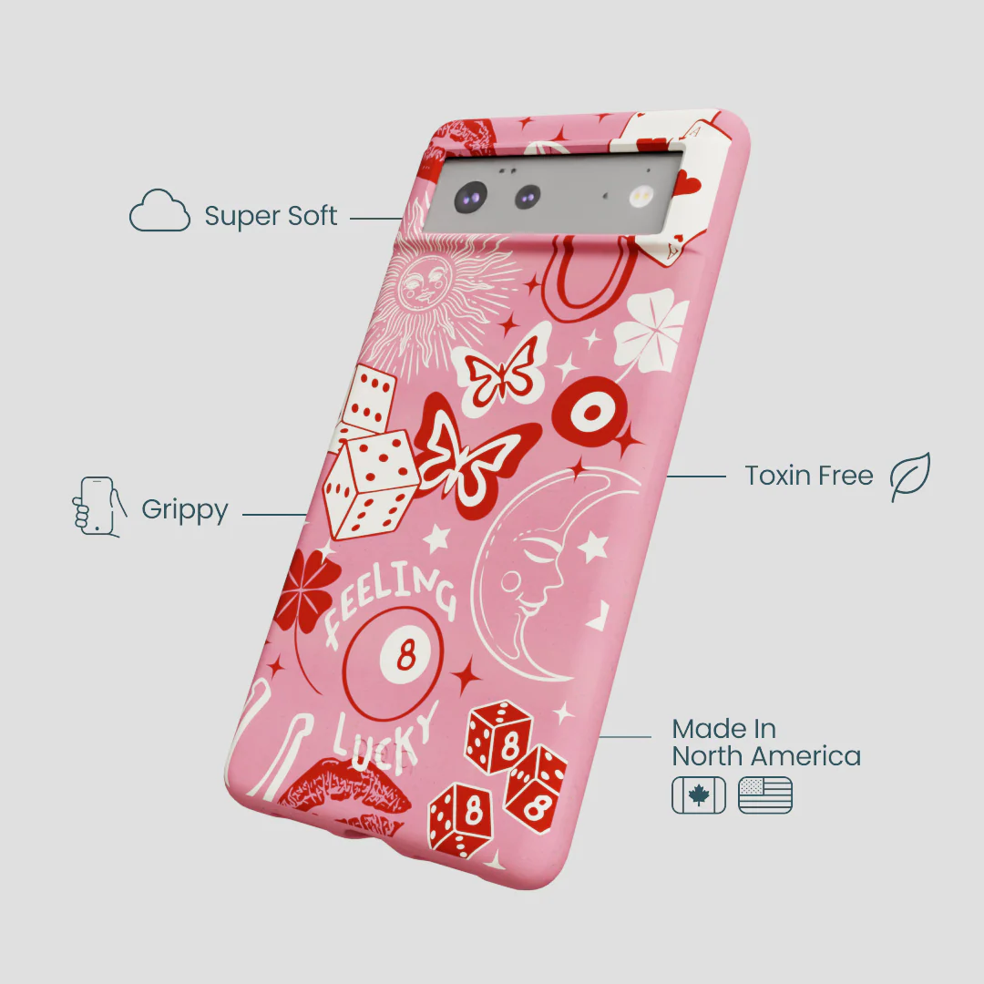 Bubblegum Pink Feeling Lucky Google Pixel 6 Case - Image 4