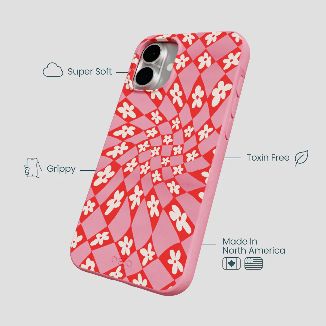 Bubblegum Pink Funky Fleurs iPhone 16 Plus Case - Image 4