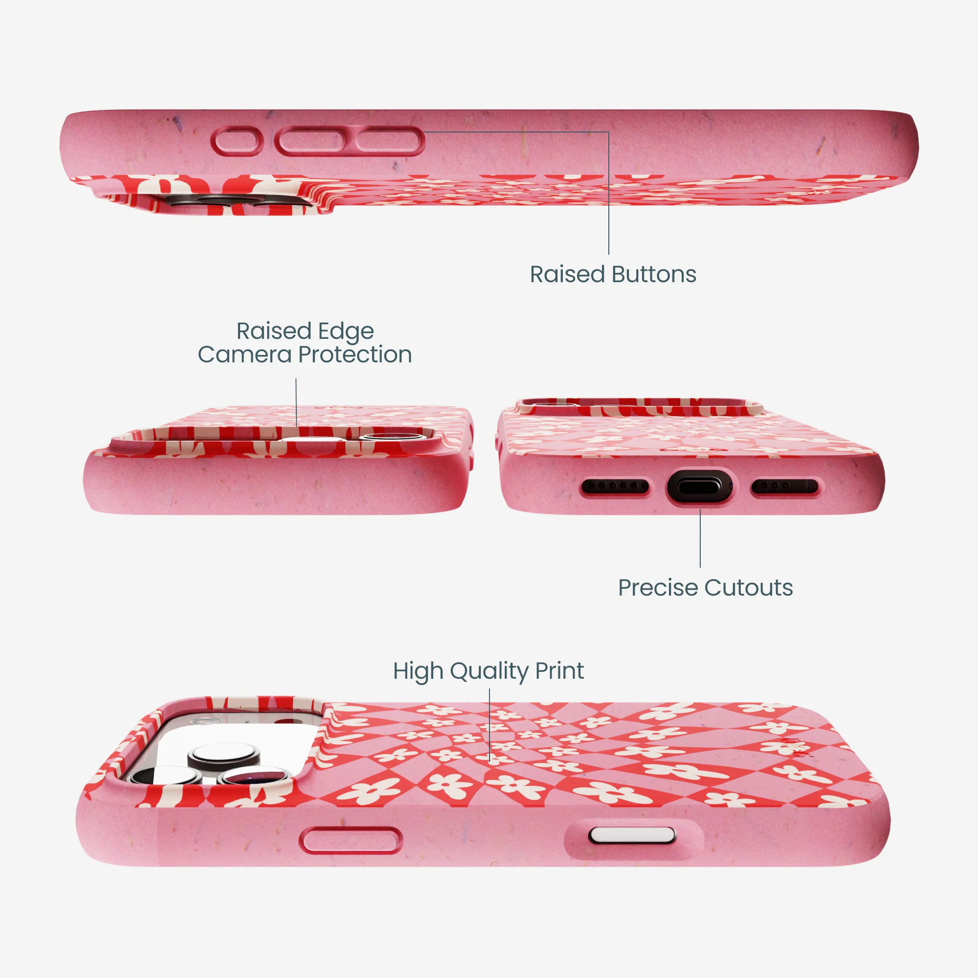 Bubblegum Pink Funky Fleurs iPhone 17 Pro Max Case - Image 3