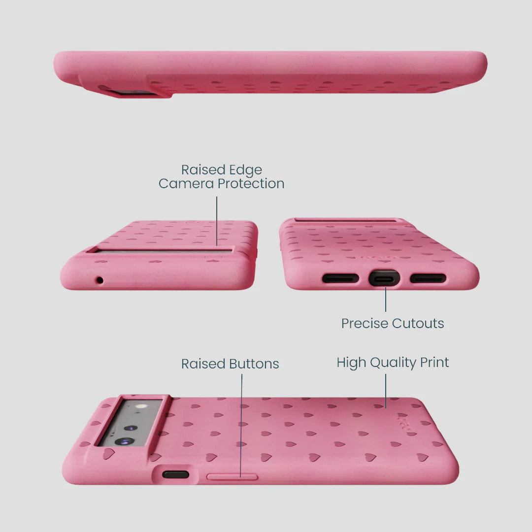 Bubblegum Pink Hearts Google Pixel 6a Case - Image 3