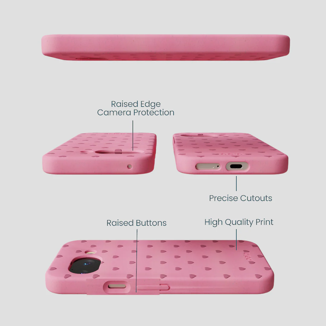Bubblegum Pink Hearts Google Pixel 9a Case - Image 3