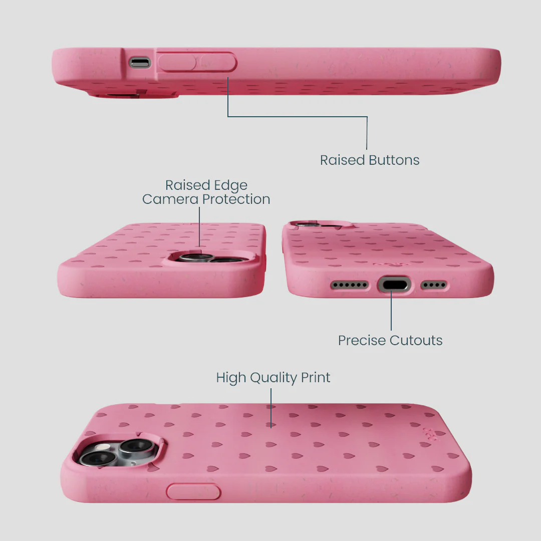 Bubblegum Pink Hearts iPhone 14 Plus Case - Image 2