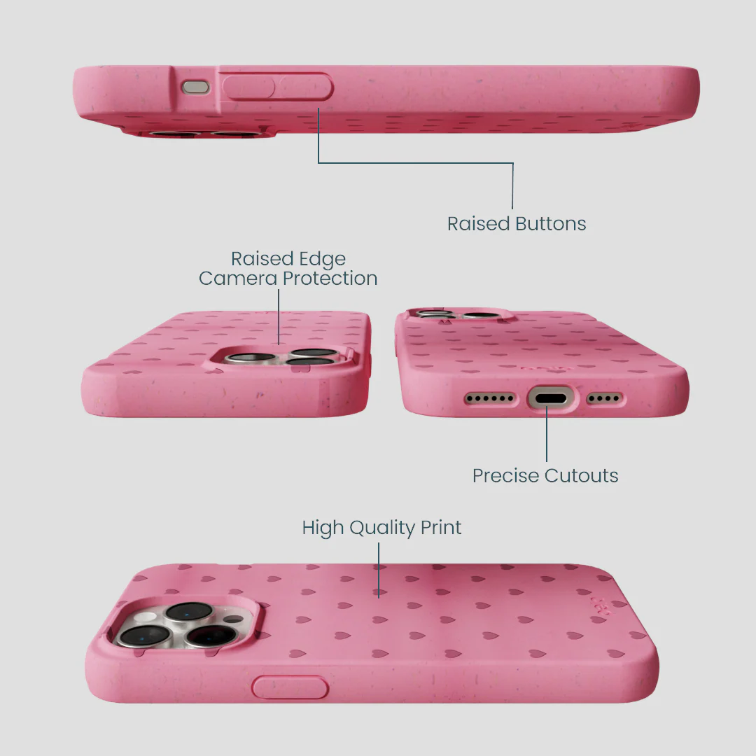 Bubblegum Pink Hearts iPhone 14 Pro Max Case - Image 3