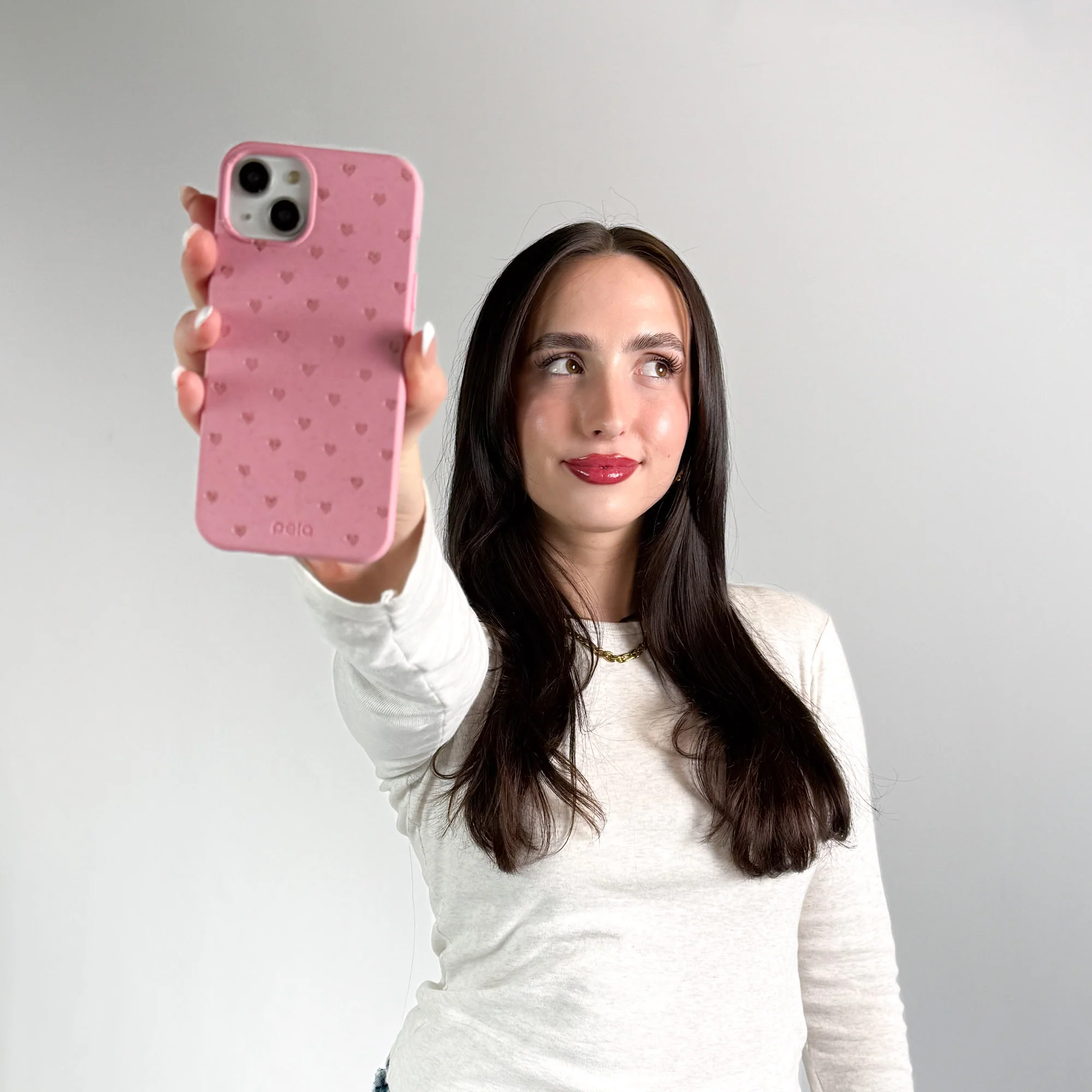 Bubblegum Pink Hearts iPhone 15 Case - Image 2