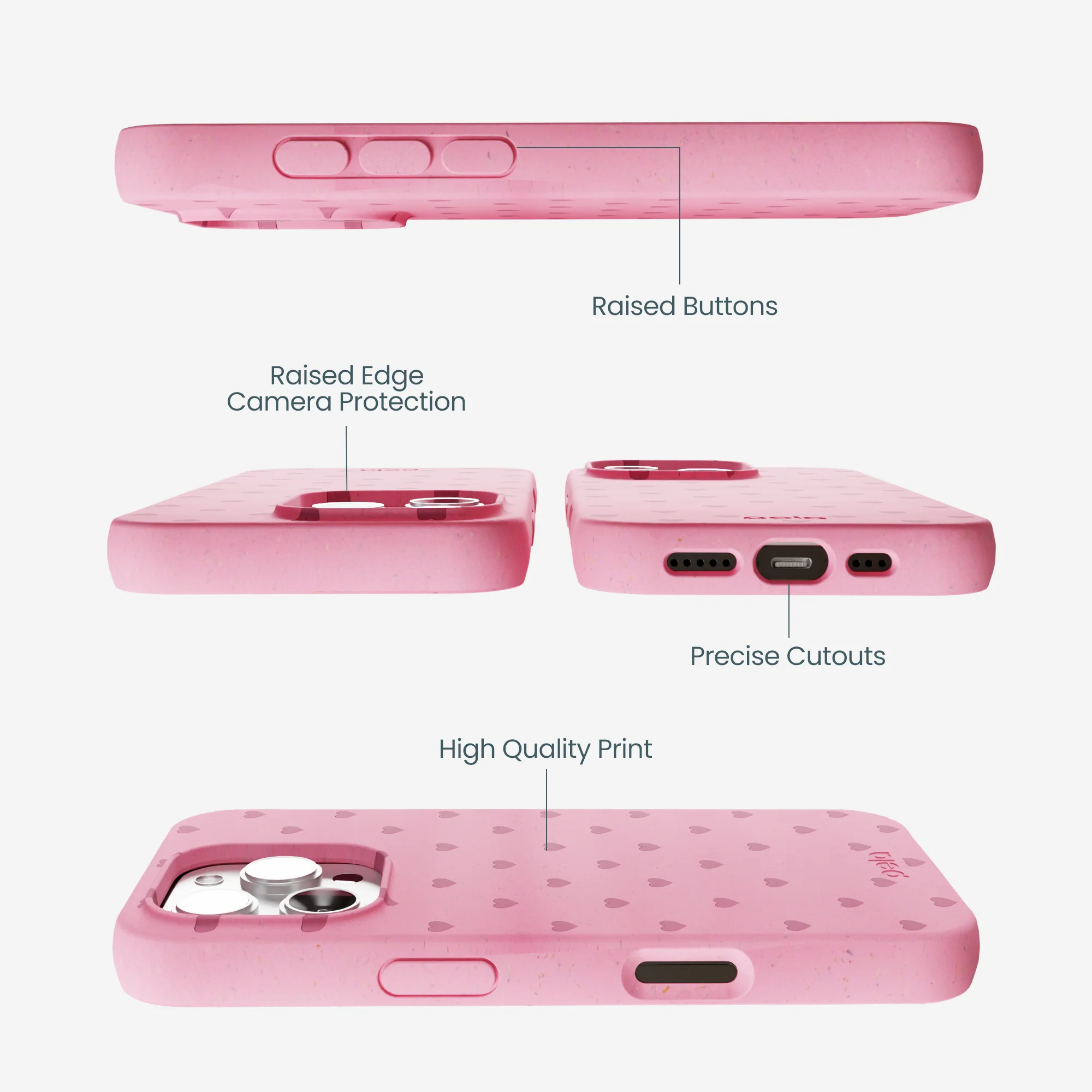 Bubblegum Pink Hearts iPhone 16 Pro Max Case - Image 2