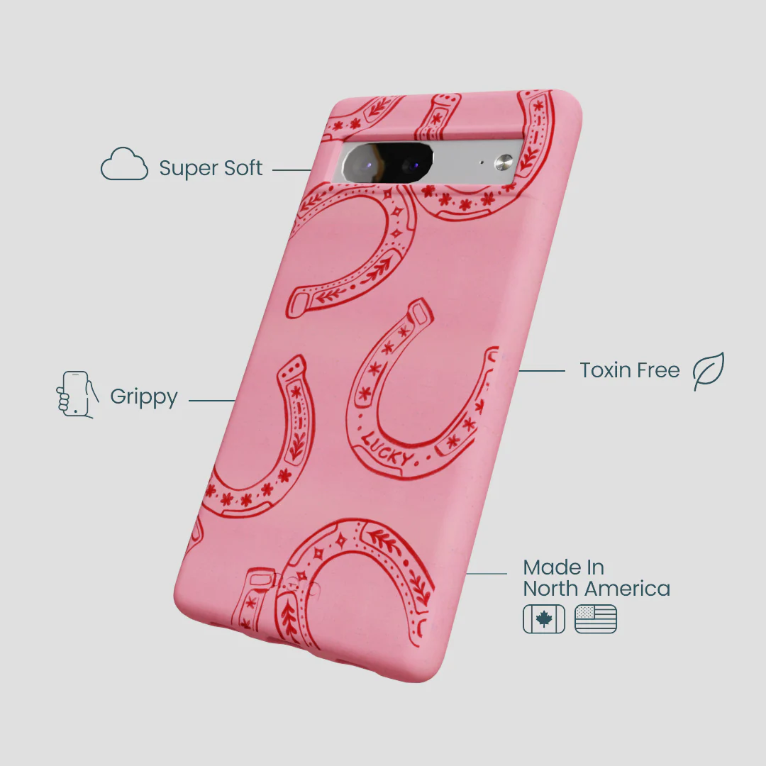 Bubblegum Pink Lucky Horseshoe Google Pixel 7a Case - Image 4