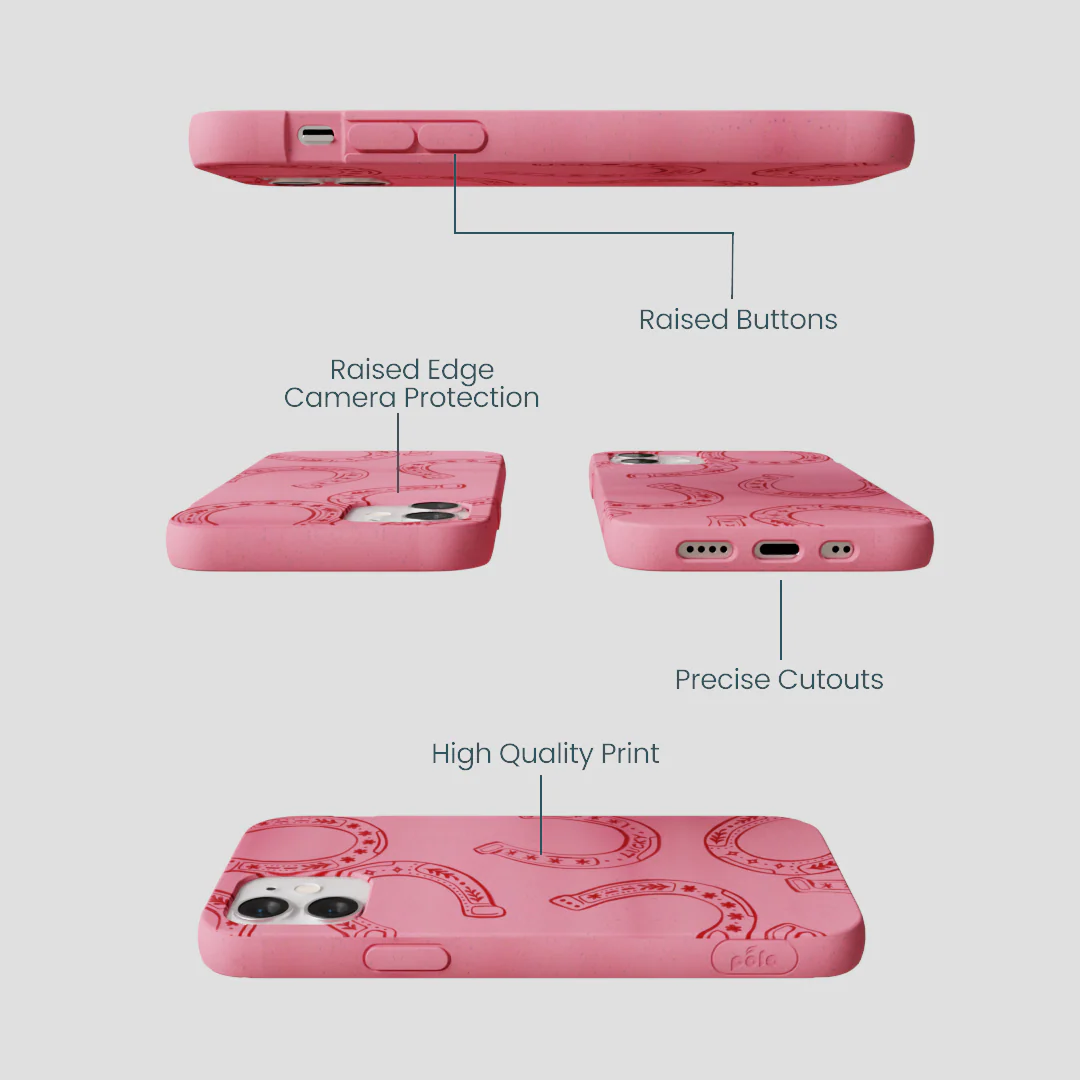Bubblegum Pink Lucky Horseshoe iPhone 12 Mini Case - Image 3