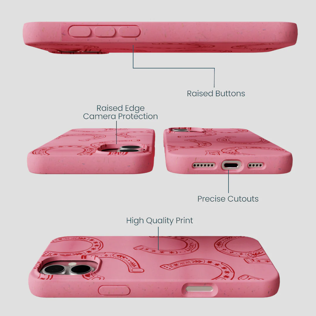 Bubblegum Pink Lucky Horseshoe iPhone 16 Plus Case - Image 3