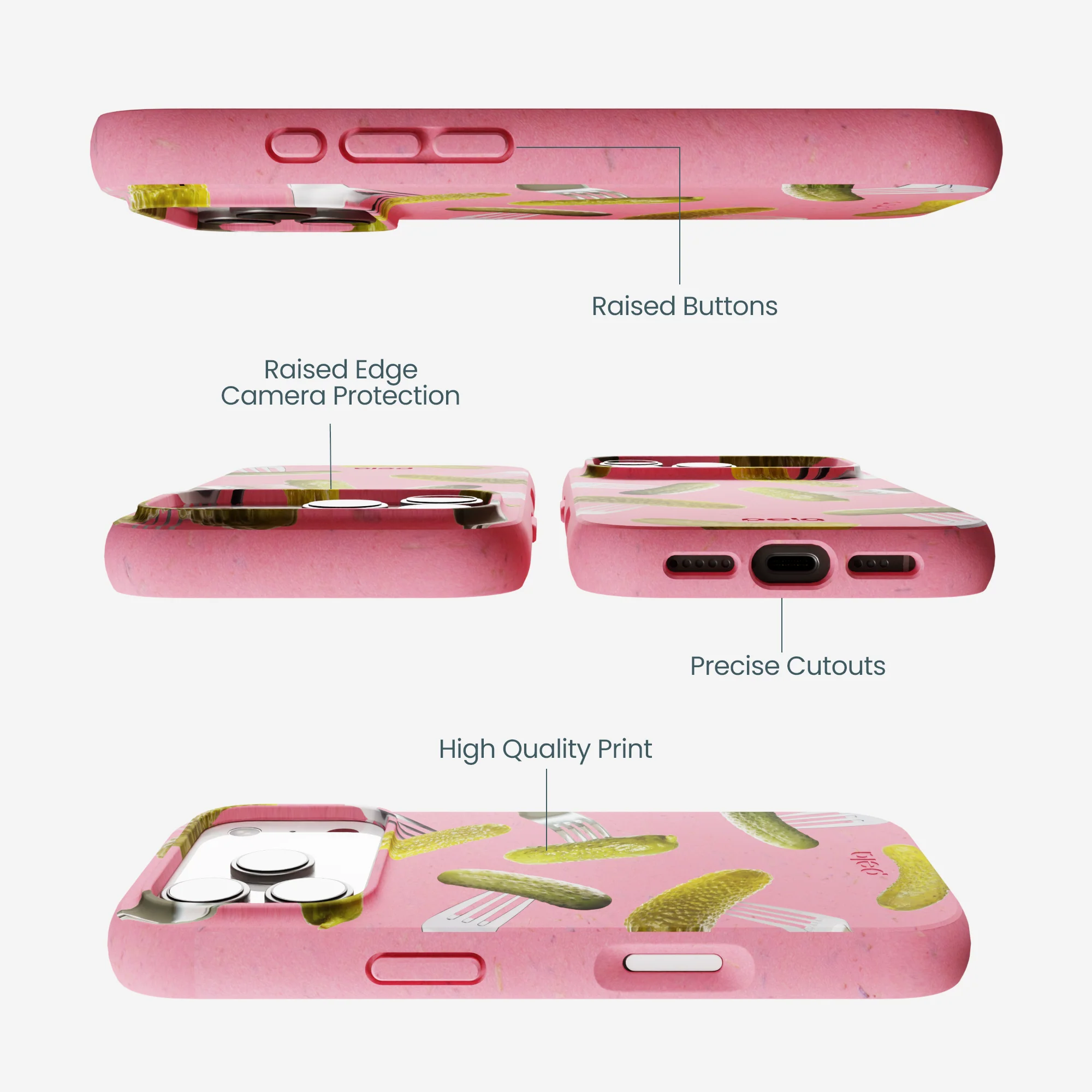 Bubblegum Pink Pickle Party iPhone 17 Pro Case - Image 3