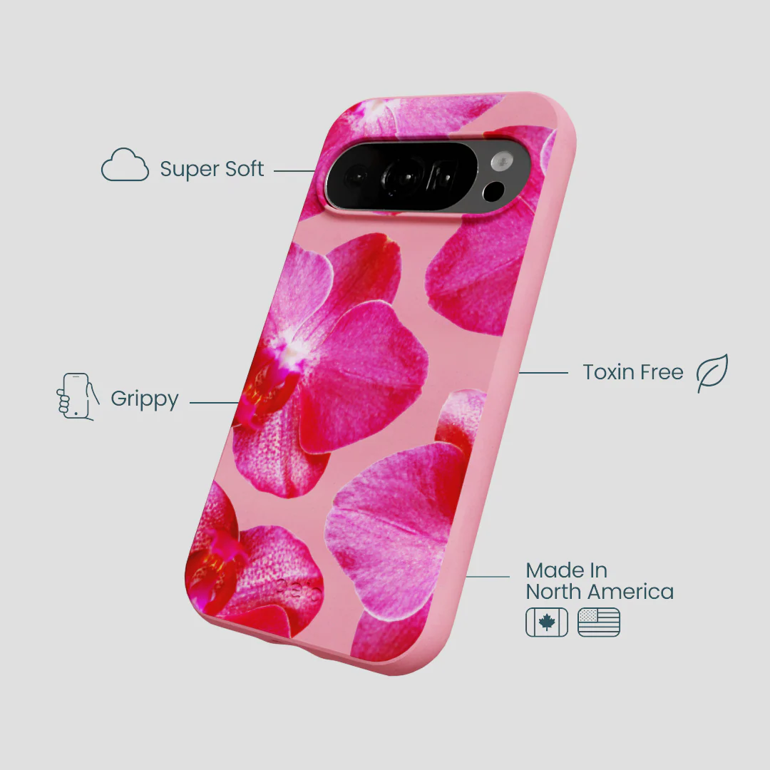 Bubblegum Pink Pink Orchids Google Pixel 10/10 Pro Case - Image 3