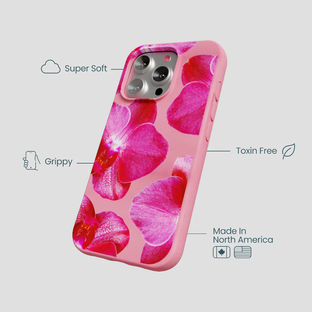 Bubblegum Pink Pink Orchids iPhone 16 Pro Case - Image 4