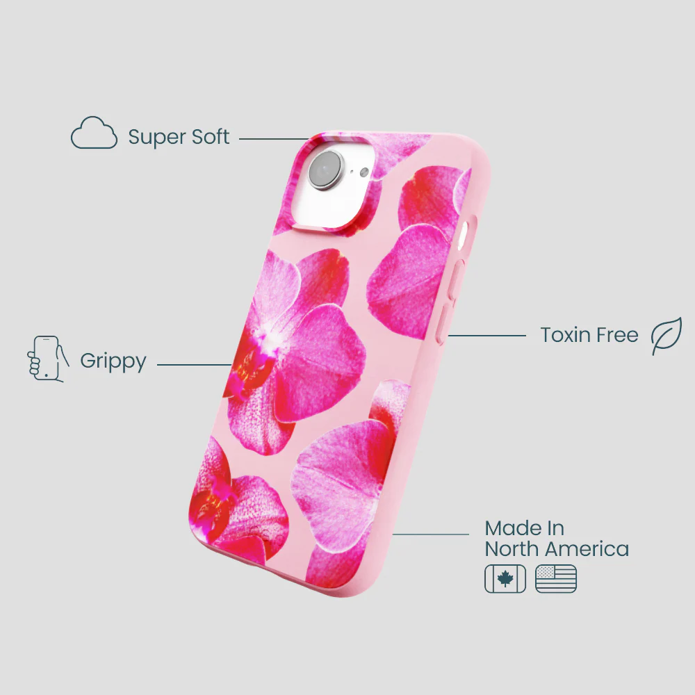 Bubblegum Pink Pink Orchids iPhone 16e/17e Case - Image 4