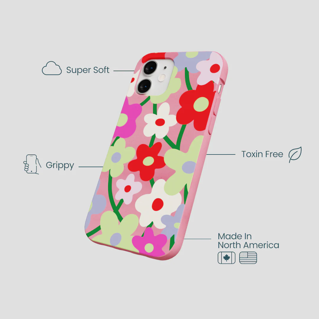 Bubblegum Pink Poppy Flora iPhone 12 Mini Case - Image 4