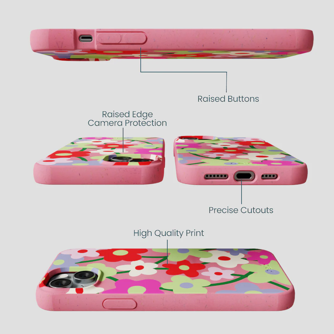 Bubblegum Pink Poppy Flora iPhone 15 Plus Case - Image 3