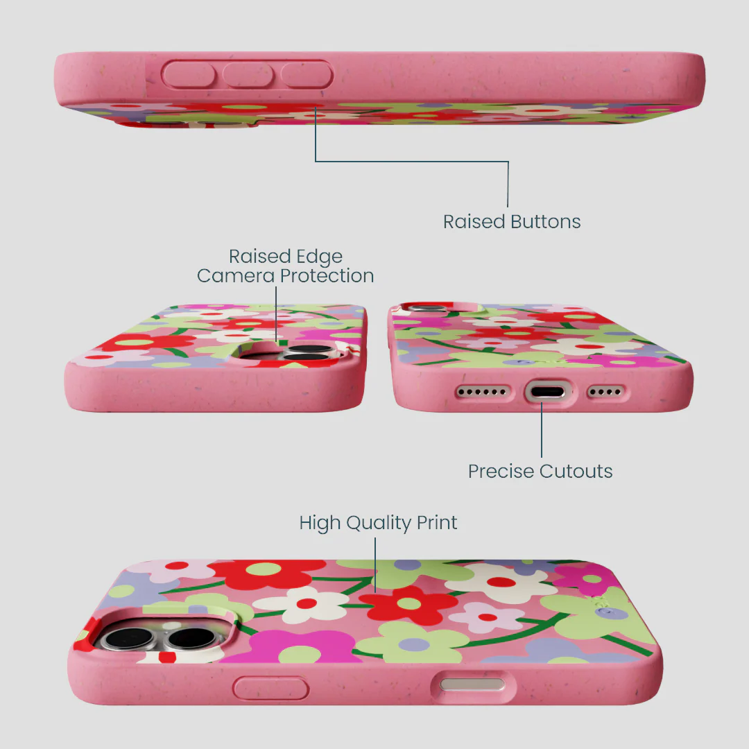 Bubblegum Pink Poppy Flora iPhone 16 Plus Case - Image 3