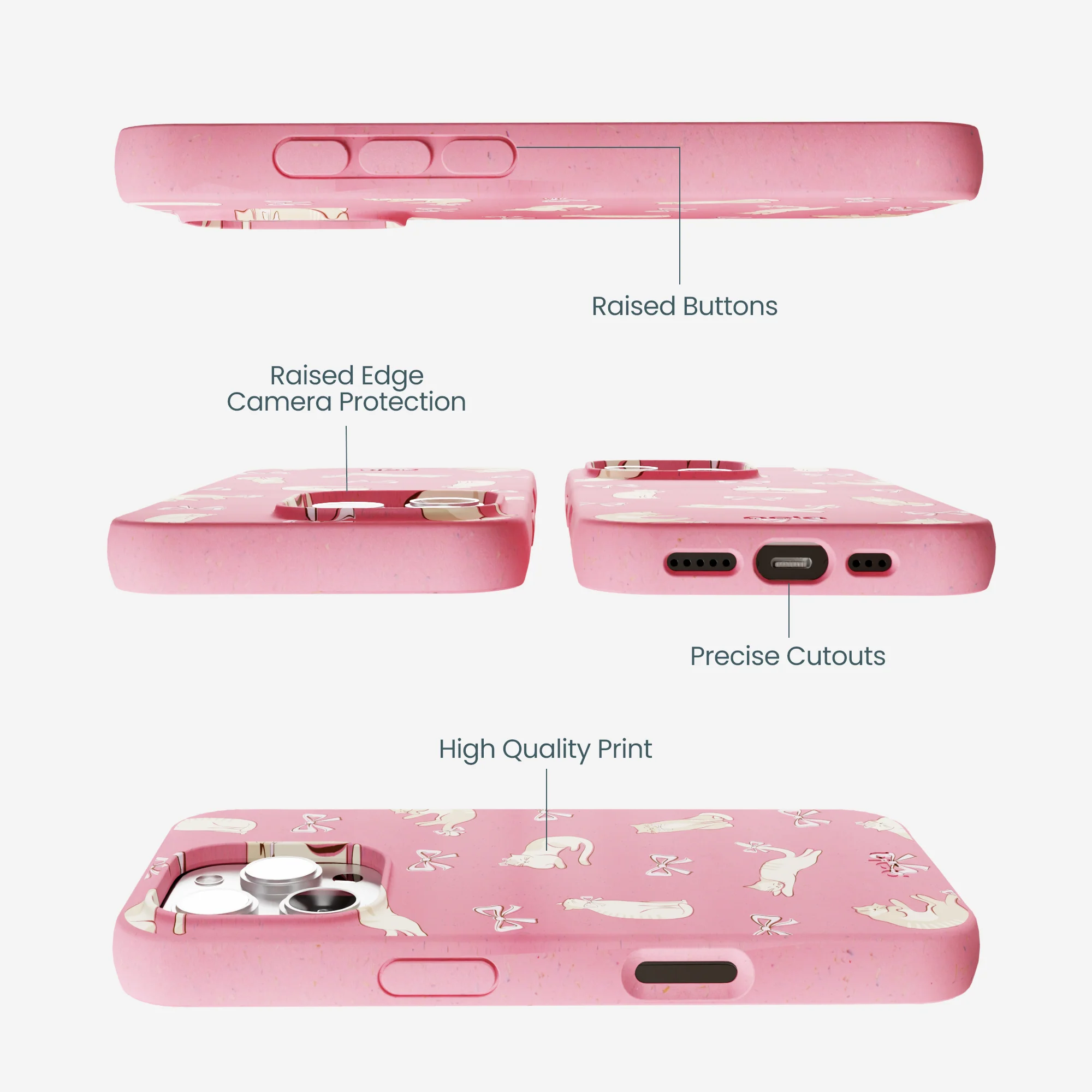 Bubblegum Pink Purrfection iPhone 16 Pro Max Case - Image 3