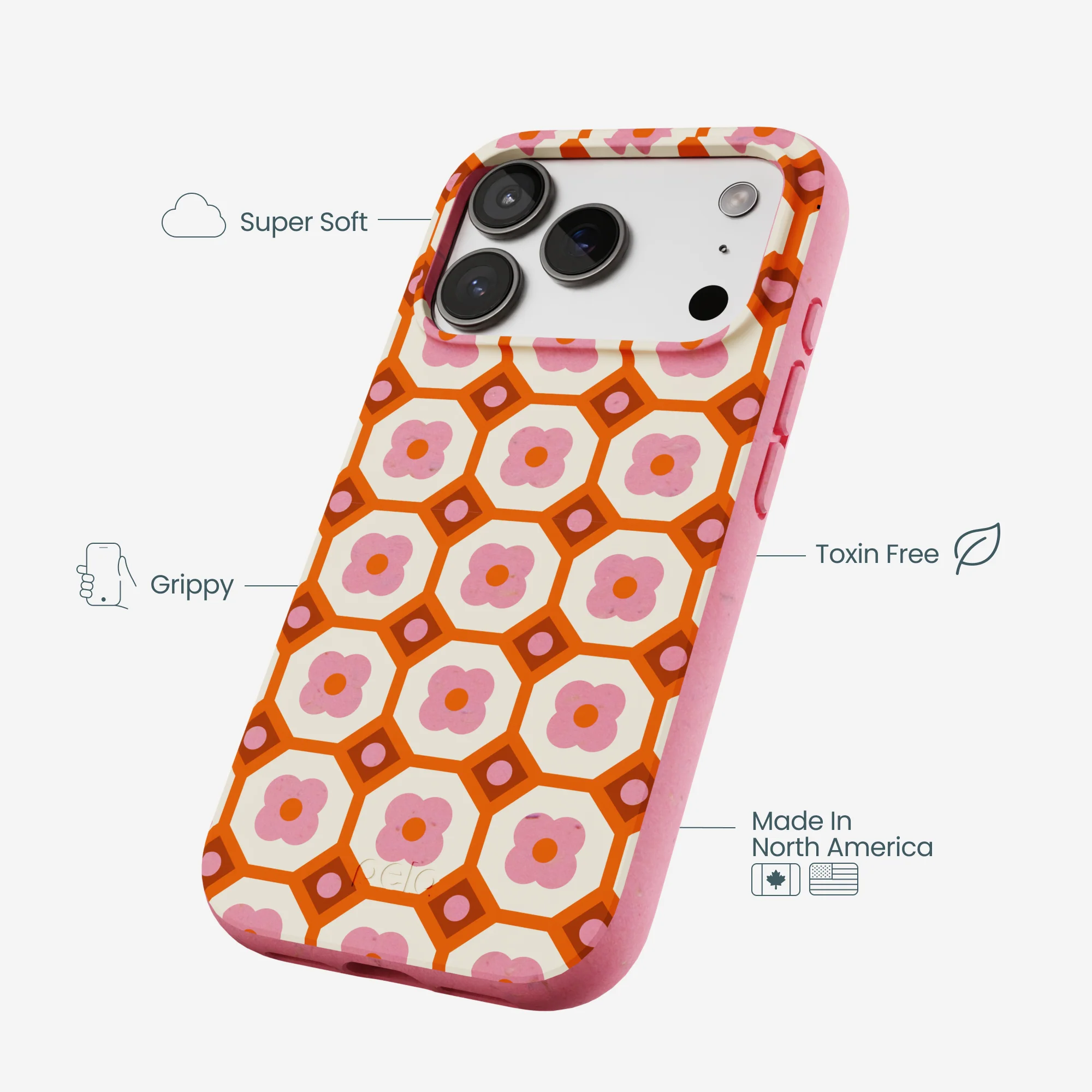 Bubblegum Pink Retro Tiles iPhone 17 Pro Case - Image 4