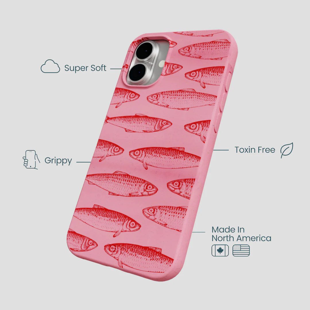 Bubblegum Pink Sardine Stream iPhone 16 Plus Case - Image 4