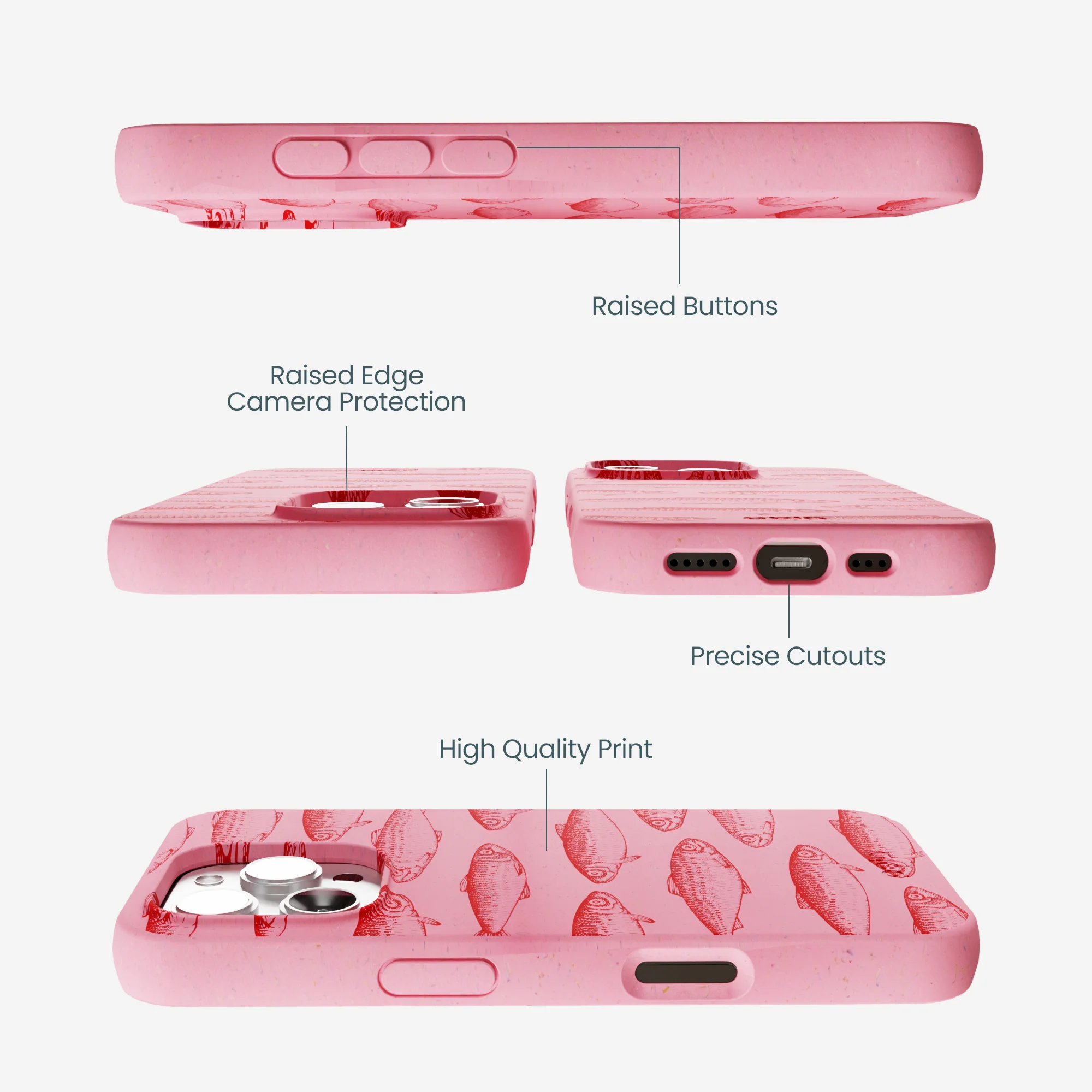 Bubblegum Pink Sardine Stream iPhone 16 Pro Max Case - Image 3
