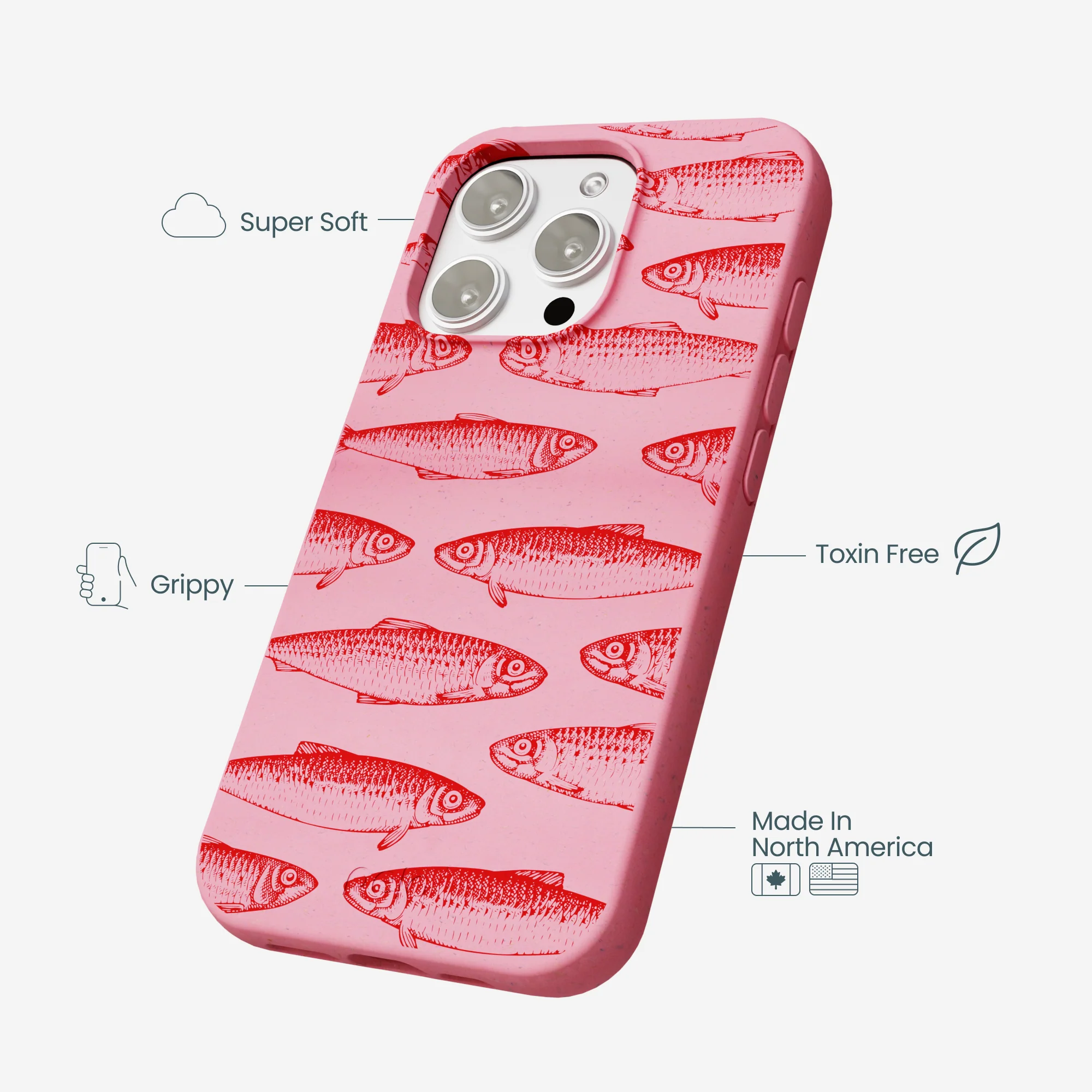 Bubblegum Pink Sardine Stream iPhone 16 Pro Max Case - Image 4