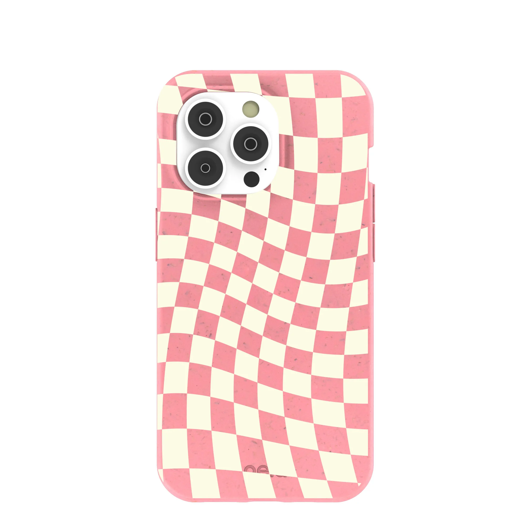 Bubblegum Pink Warped Checkers iPhone 14 Pro Case