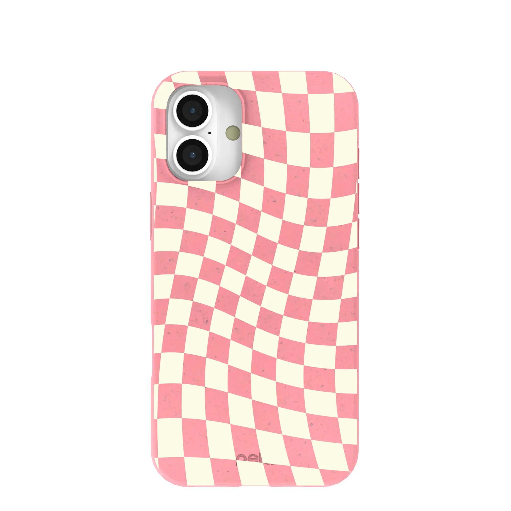 Bubblegum Pink Warped Checkers iPhone 16 Plus Case