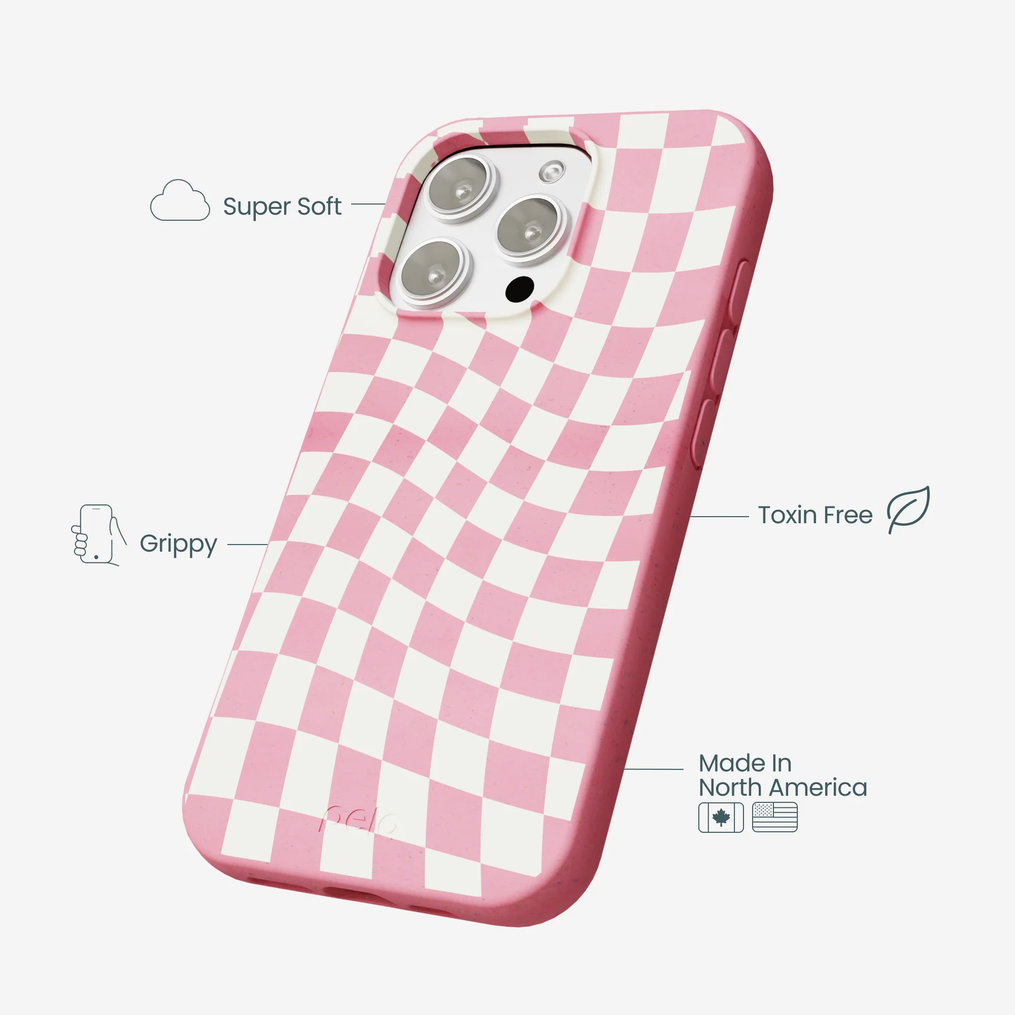 Bubblegum Pink Warped Checkers iPhone 16 Pro Max Case - Image 4