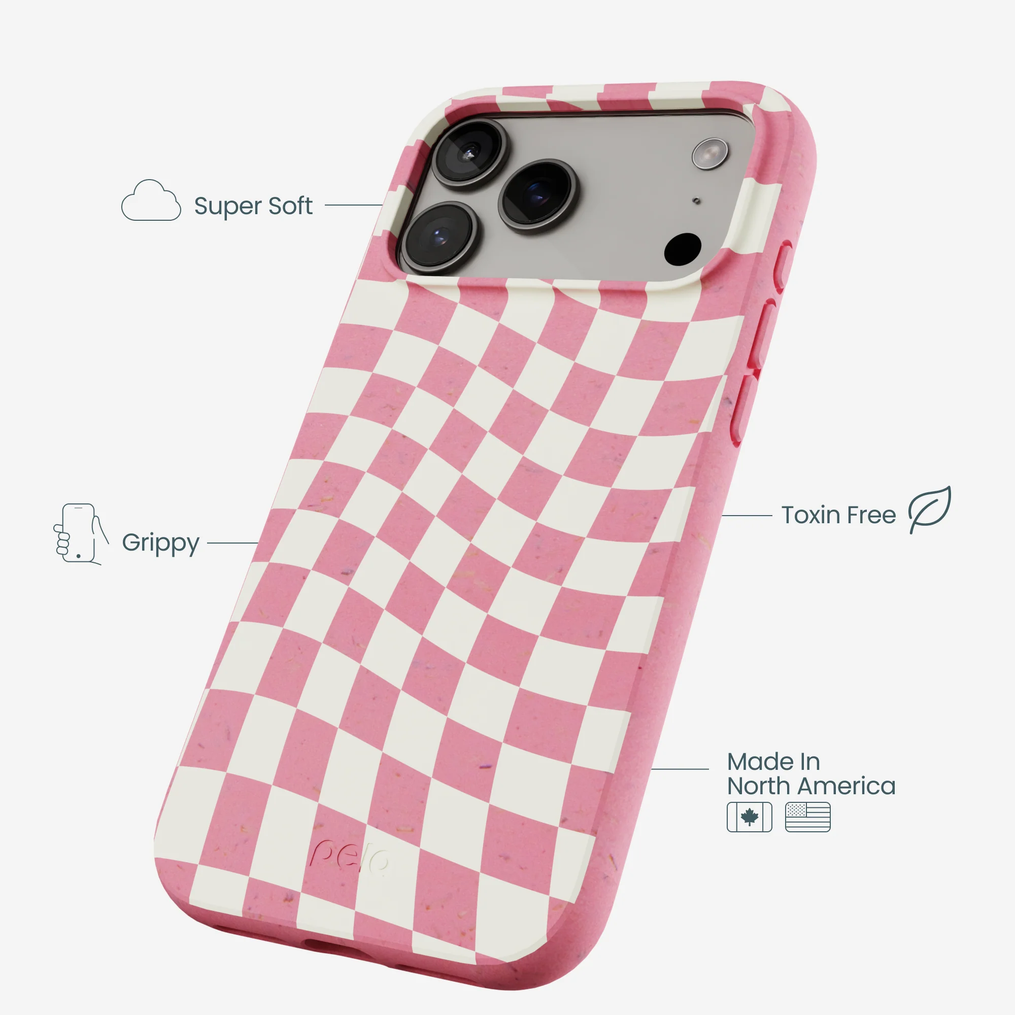 Bubblegum Pink Warped Checkers iPhone 17 Pro Max Case - Image 4