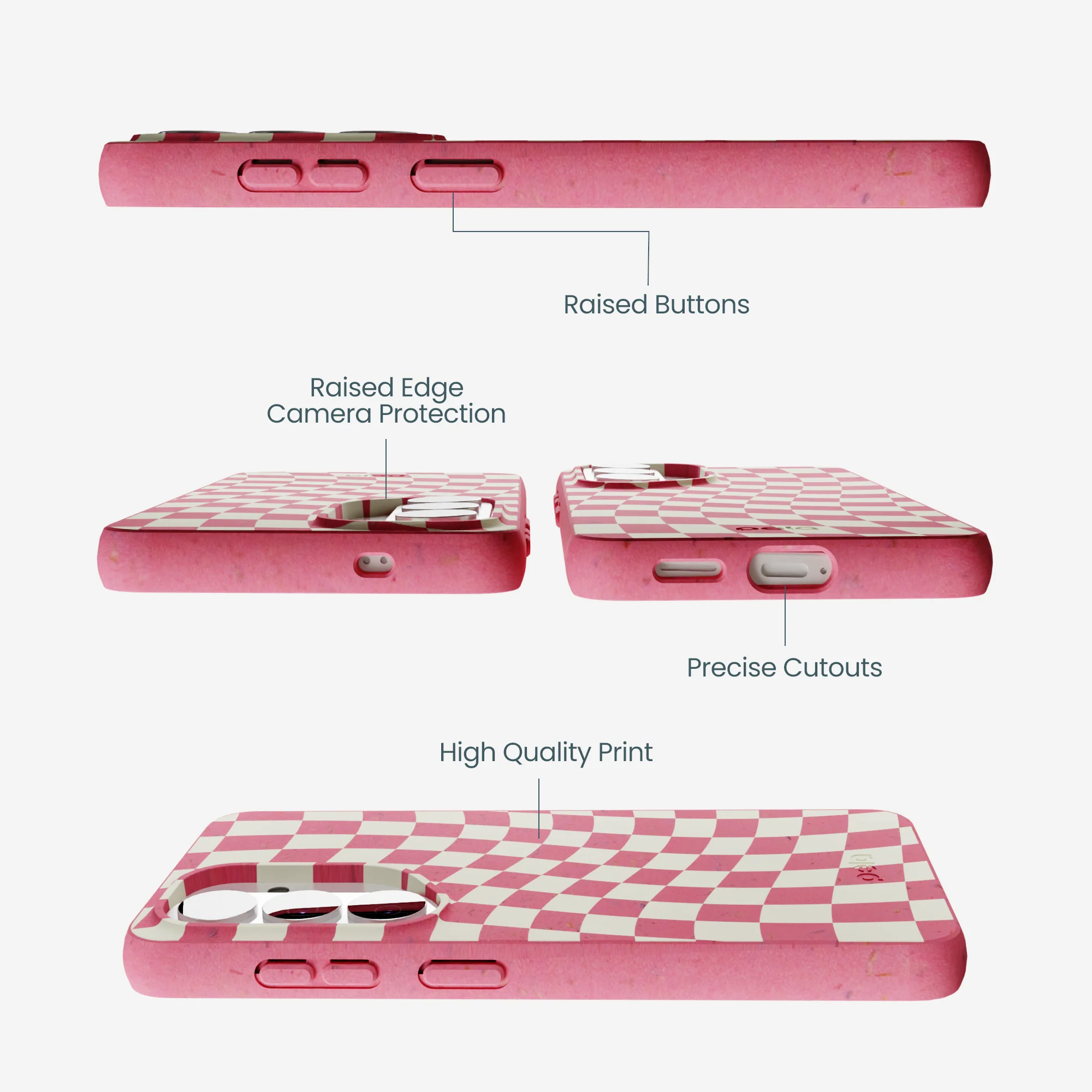 Bubblegum Pink Warped Checkers Samsung Galaxy S26 Case - Image 2