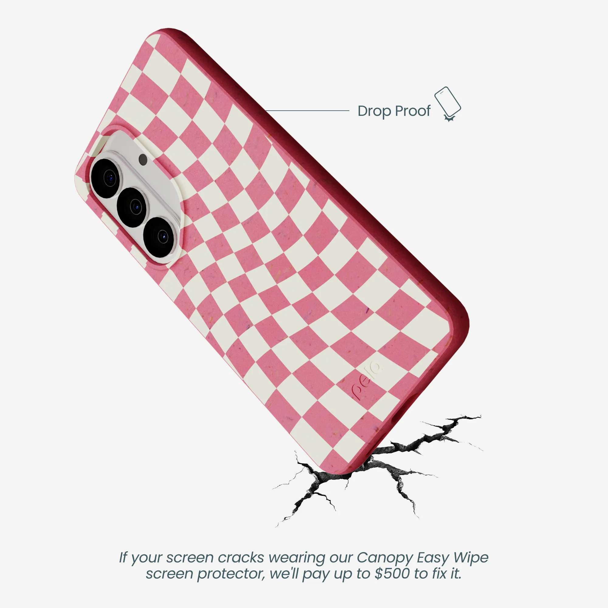 Bubblegum Pink Warped Checkers Samsung Galaxy S26 Case - Image 4