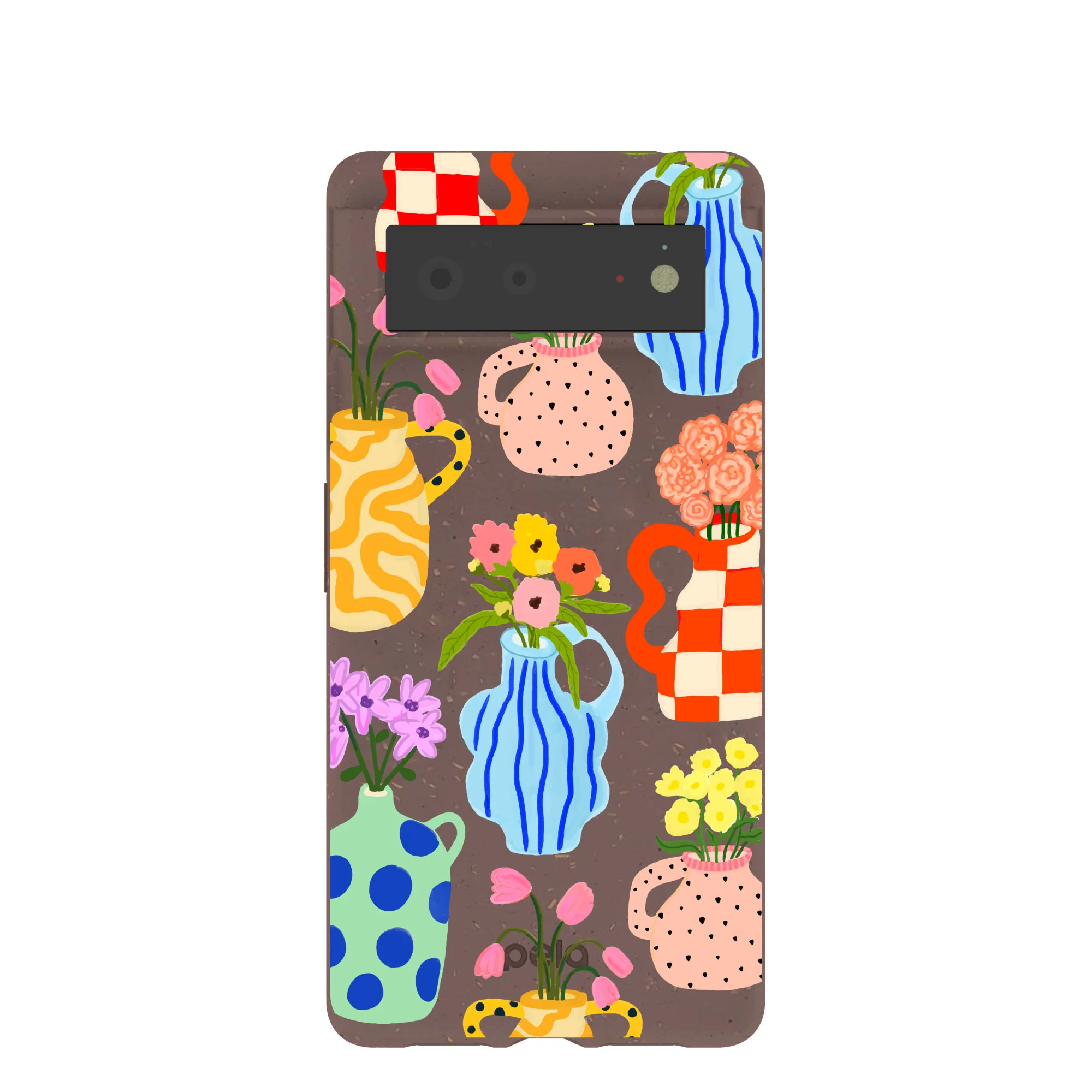 Chocolate Brown Bloom Ceramics Google Pixel 6 Case