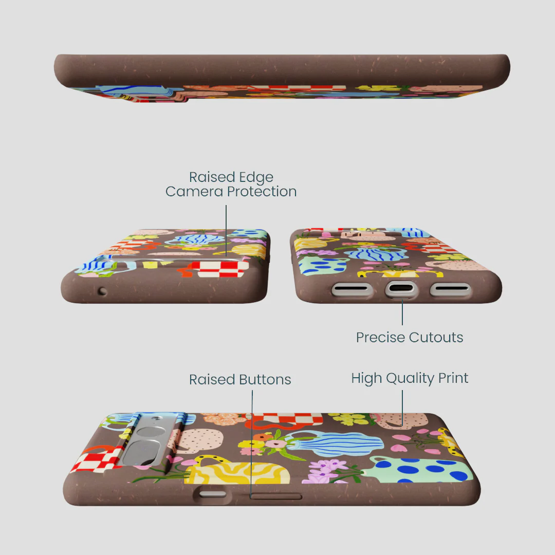 Chocolate Brown Bloom Ceramics Google Pixel 7 Pro Case - Image 2