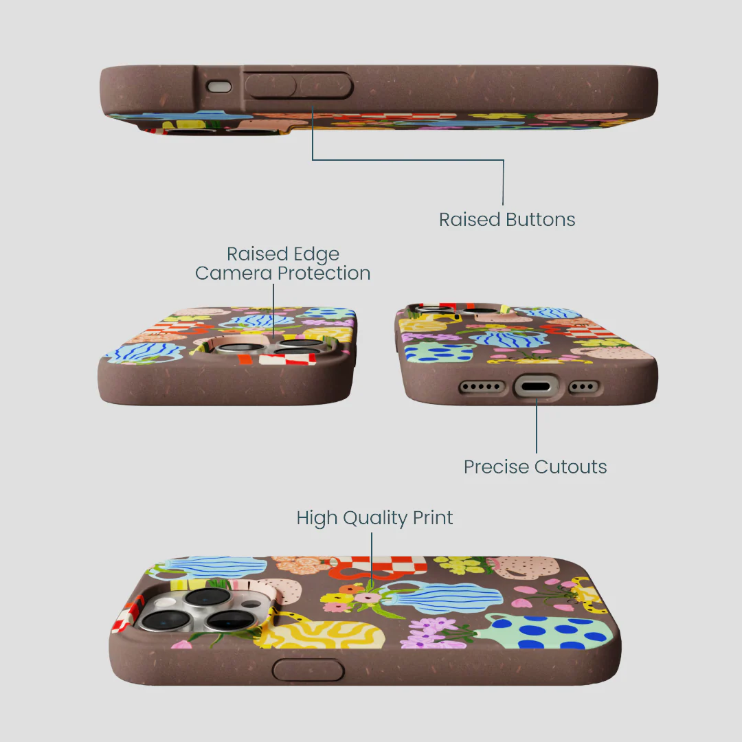 Chocolate Brown Bloom Ceramics iPhone 15 Pro Case - Image 3