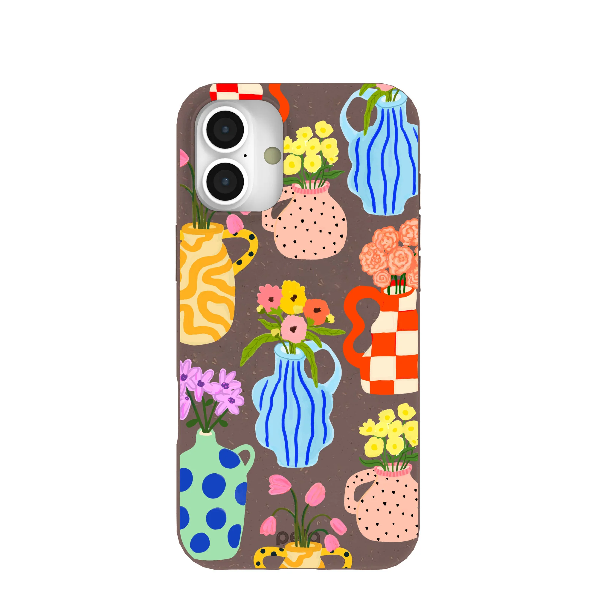 Chocolate Brown Bloom Ceramics iPhone 16 Plus Case