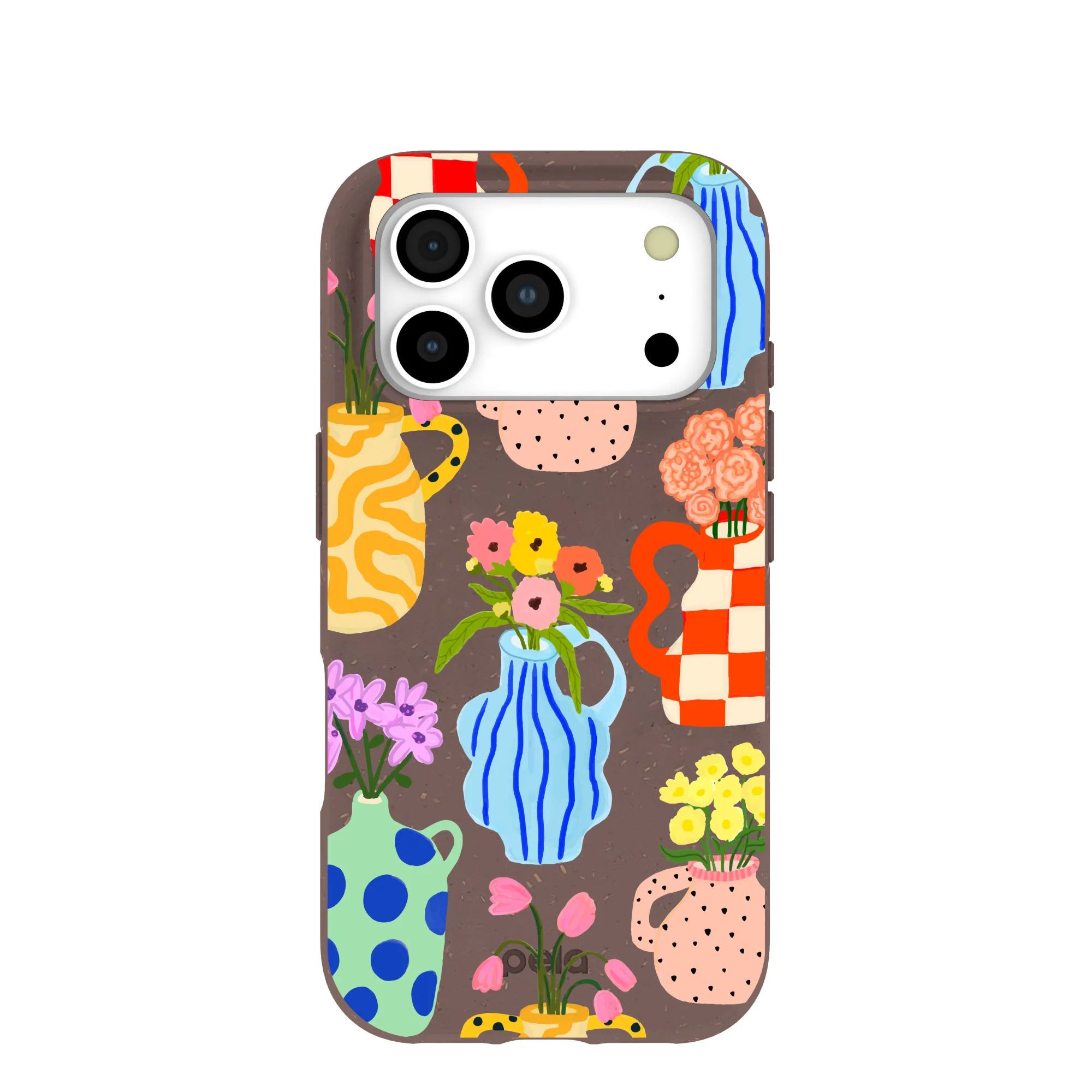 Chocolate Brown Bloom Ceramics iPhone 17 Pro Case