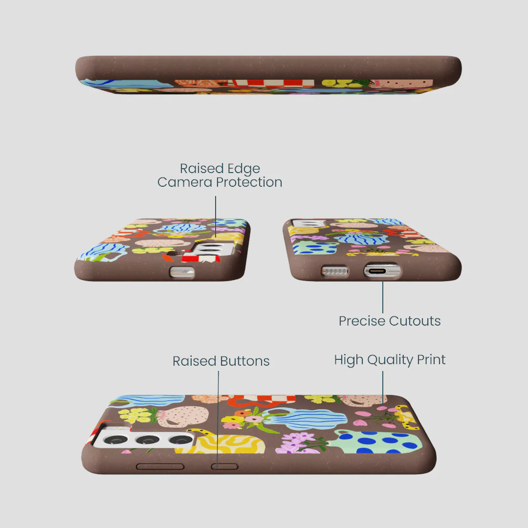 Chocolate Brown Bloom Ceramics Samsung Galaxy S22 Case - Image 2