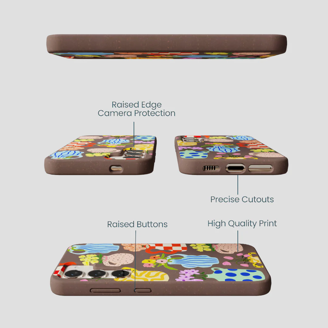 Chocolate Brown Bloom Ceramics Samsung Galaxy S23 Case - Image 2