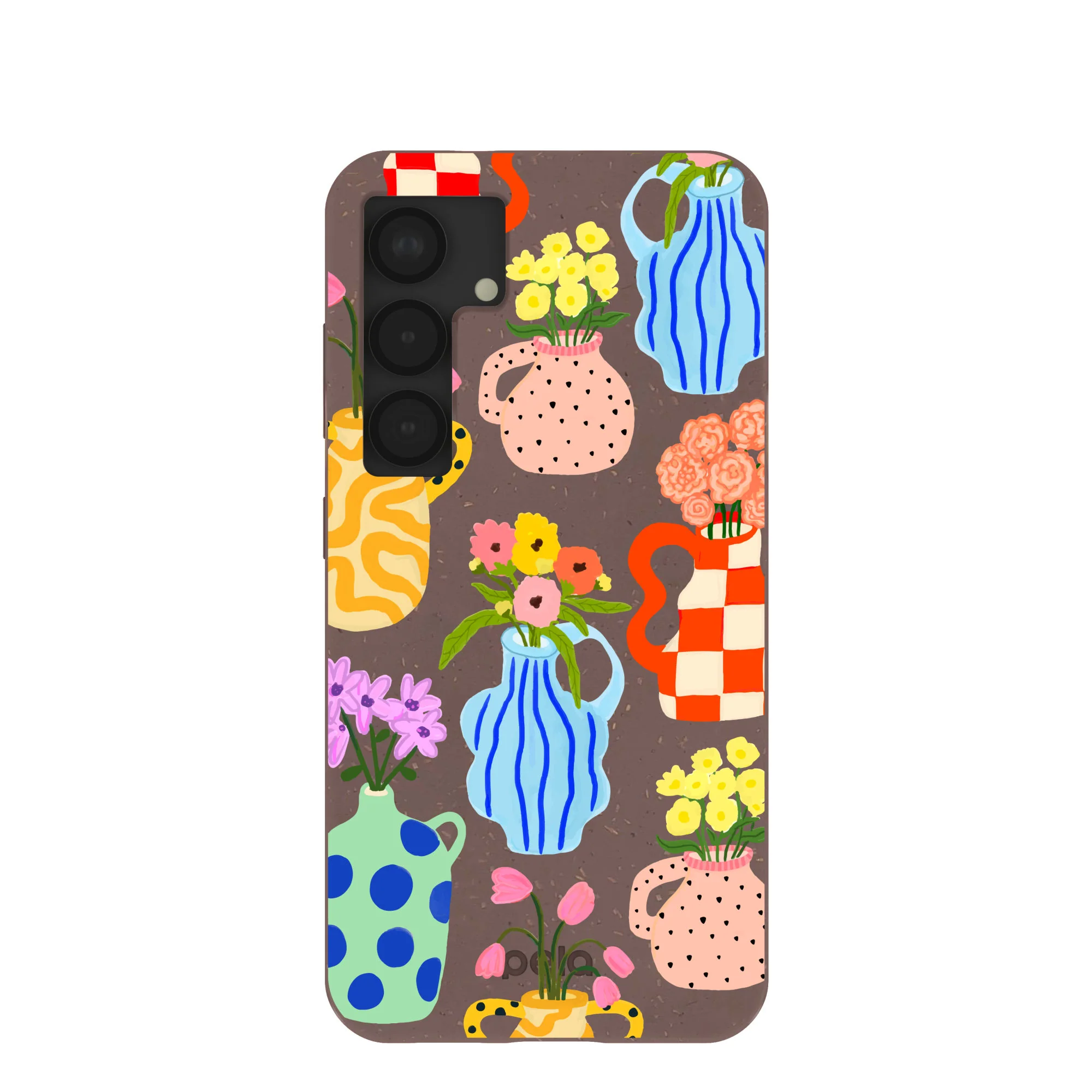 Chocolate Brown Bloom Ceramics Samsung Galaxy S25 Case