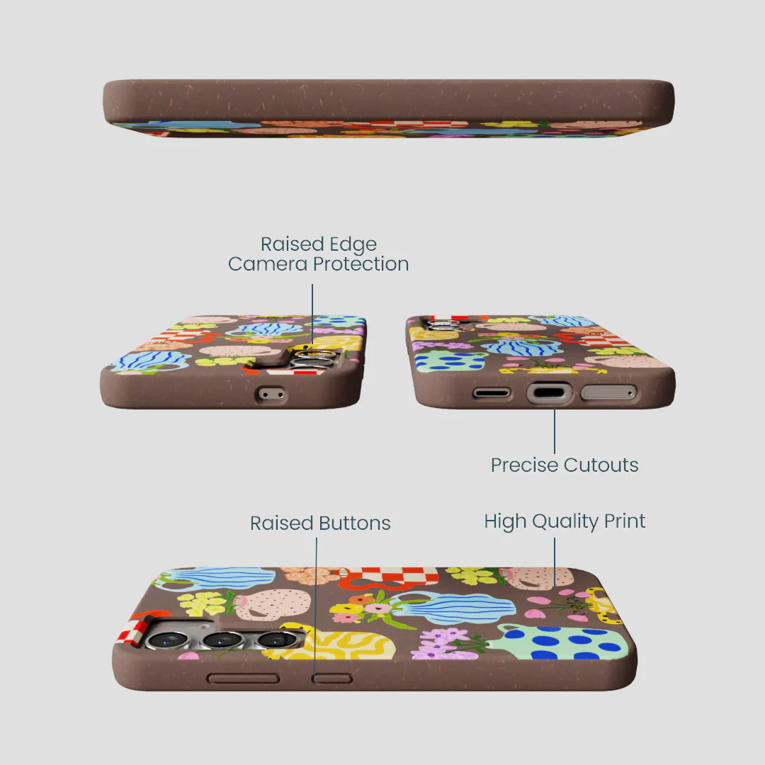 Chocolate Brown Bloom Ceramics Samsung Galaxy S25 Case - Image 2