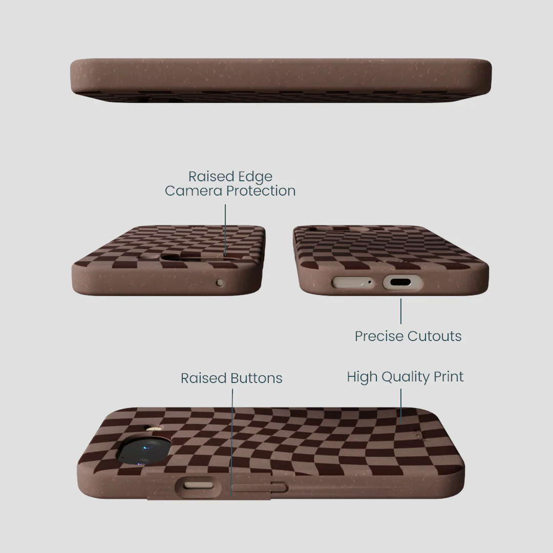 Chocolate Brown Cafe Check Google Pixel 9a Case - Image 3