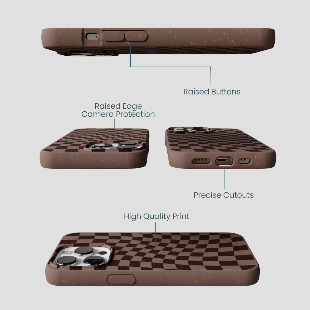 Chocolate Brown Cafe Check iPhone 13 Pro Case - Image 3